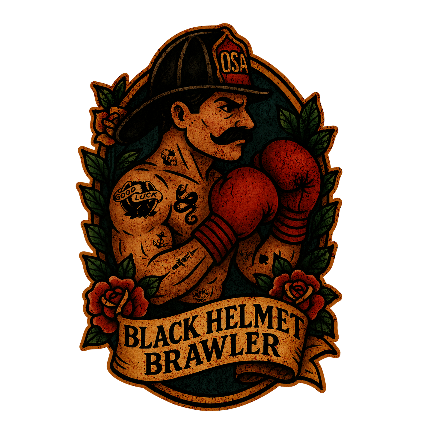 Black Helmet Brawler 3" Firefighter Sticker