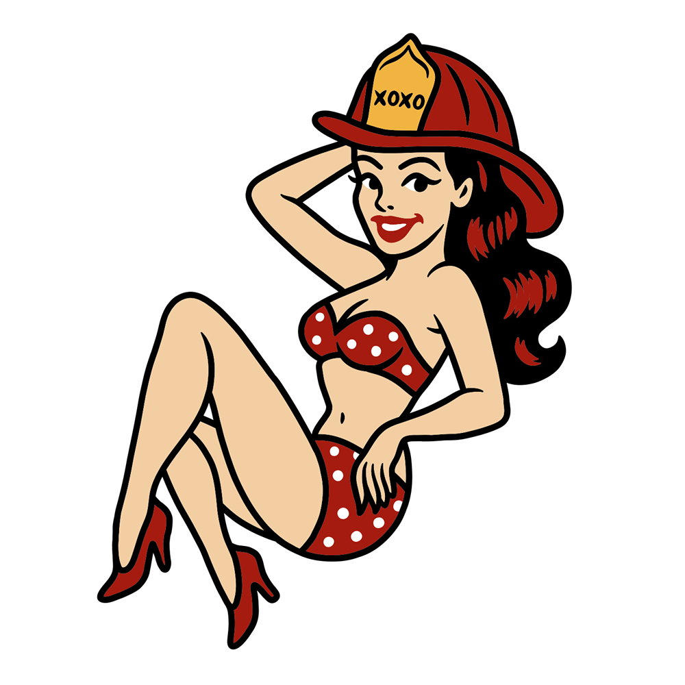 Pinup Female Firefighter 2.5" Sticker