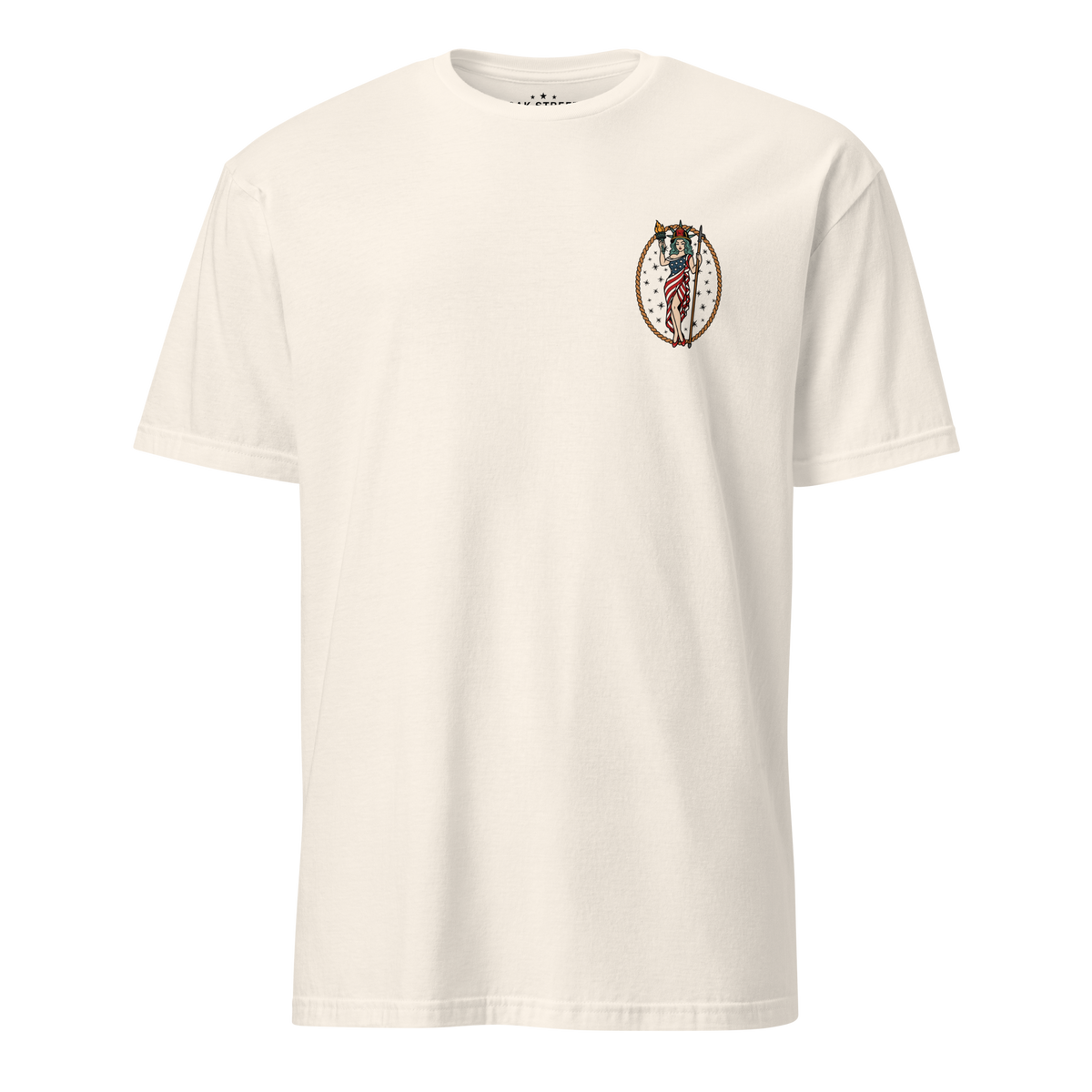 September 11th firefighter shirt featuring traditional tattoo artwork in natural