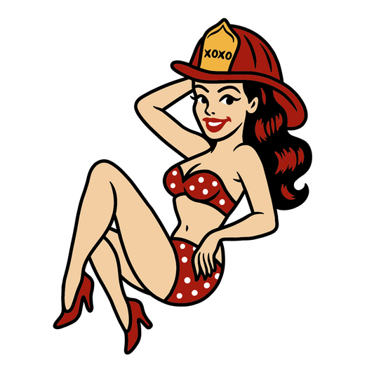 Pinup Female Firefighter 2.5" Sticker