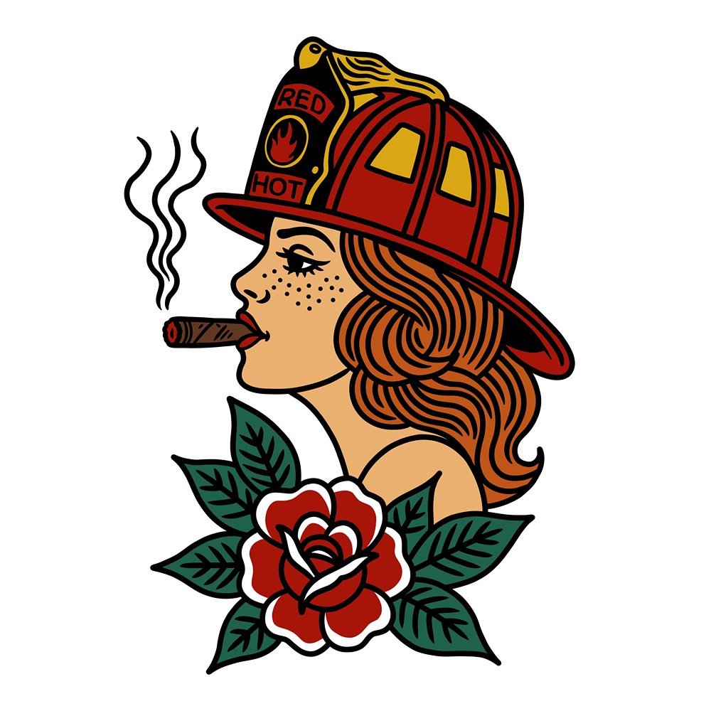 Red Hot Female Firefighter 3" Sticker