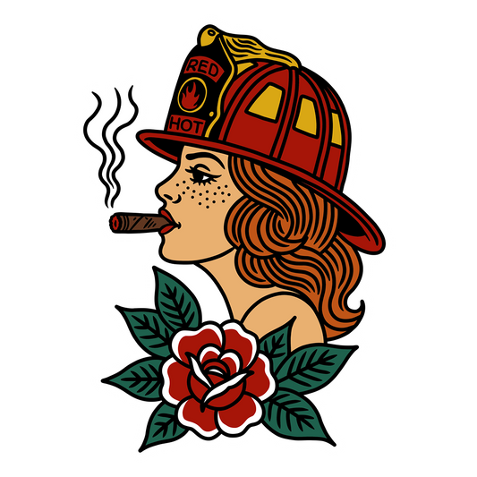 Red Hot Female Firefighter 3" Sticker